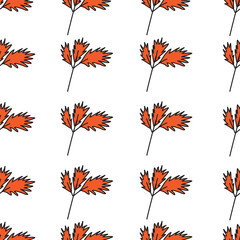 Fototapeta na wymiar Hand Drawn Seamless Pattern Leaves Autumn
