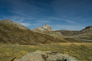 The Portalet with the bottom the Anayet peak. Concept famous mountains of the Aragonese Pyrenees