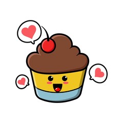 cute cupcake cartoon mascot character