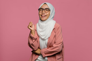 Portrait of happiness beautiful Asian woman wearing hijab