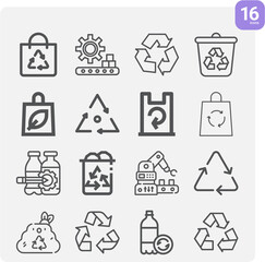 Simple set of plastics related lineal icons.