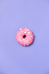 homemade strawberry frosted vanilla cake donuts with valentines heart sprinkles 