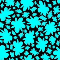 Trendy fabric pattern with miniature flowers.Summer print.Fashion design.Motifs scattered random.Elegant template for fashion prints.Good for fashion,textile,fabric,gift wrapping paper.Azure on black