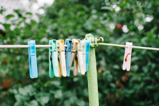 Clothespins in the summer garden