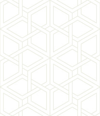 Vector seamless pattern. Modern stylish texture. Repeating geometric background. Striped hexagonal grid. Light beige tileable design. Can be used as swatch for illustrator.