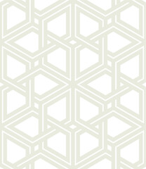 Vector seamless pattern. Modern stylish texture. Repeating geometric background. Striped hexagonal grid. Light beige tileable design. Can be used as swatch for illustrator.