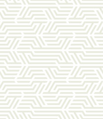 Vector seamless pattern. Modern stylish texture. Repeating geometric background. Striped hexagonal grid. Light beige tileable design. Can be used as swatch for illustrator.