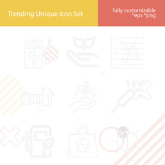 Simple set of wavelength related lineal icons.