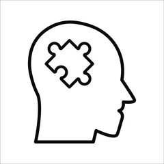 Simple Head Puzzle Mind Design For Education Industry. idea concept vector icon on white background. color editable