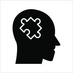 Simple Head Puzzle Mind Design For Education Industry. idea concept vector icon on white background. color editable