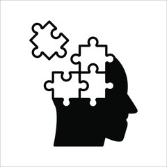 Simple Head Puzzle Mind Design For Education Industry. idea concept vector icon on white background. color editable