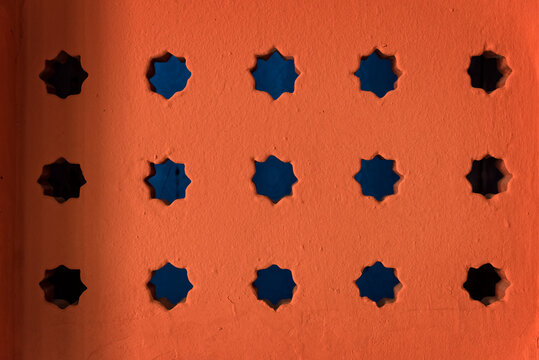 Ornamental lattice in an african wall, Morocco