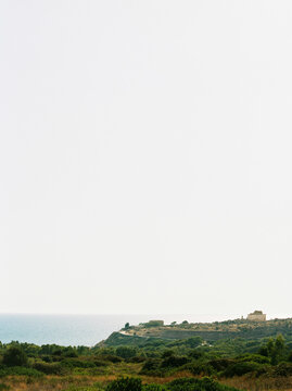 View of Segesta Templ with the sea in the background