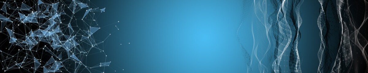 Abstract wave and plexus panorama design with space for your text