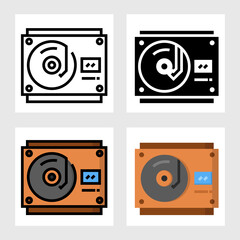 Vinyl player icon vector design in filled, thin line, outline and flat style.