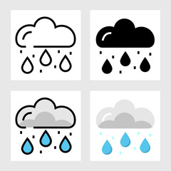 Weather cloud rain icon vector design in filled, thin line, outline and flat style.