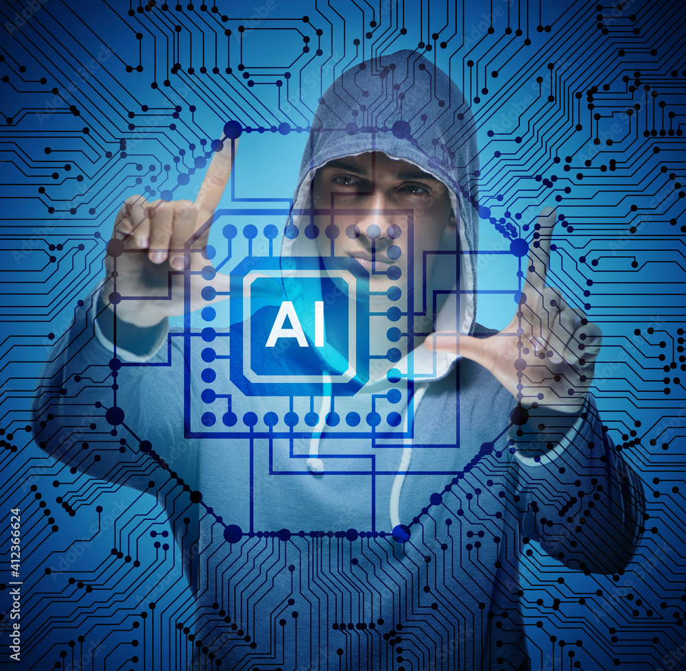 Poster man in artificial intelligence concept