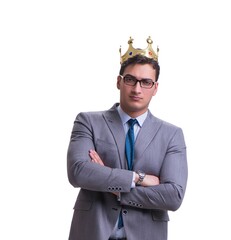 King businessman isolated on white background