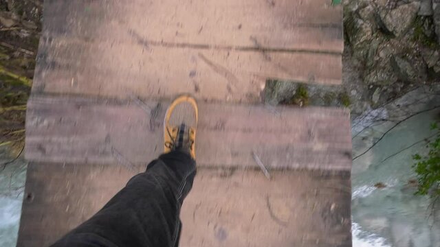 Feet walking down the road PoV Sierra de Cazorla