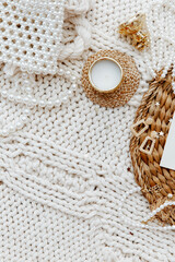 Fototapeta premium Flat Lay Fashion Beauty accessories. Top view lifestyle background. Still life concept