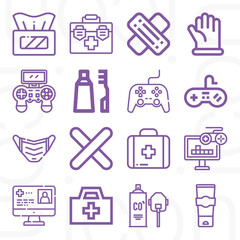 16 pack of examiner  lineal web icons set