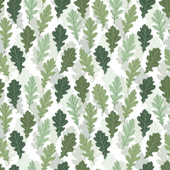 Floral seamless pattern with colorful exotic leaves on white background. Tropic green oak branches. Fashion vector stock illustration for wallpaper, posters, card, fabric, textile.