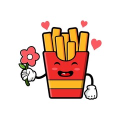 cute french fries cartoon mascot character