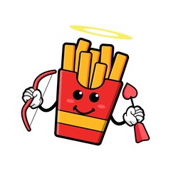 cute french fries cartoon mascot character