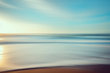 Abstract seascape background, sunset on the beach, motion blur