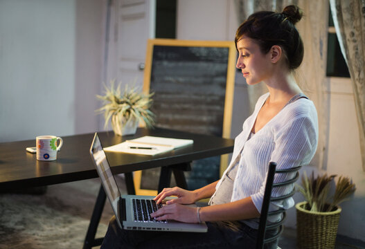 Young woman working from home