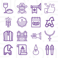 16 pack of cultures  lineal web icons set