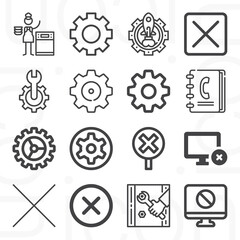 16 pack of scheduled  lineal web icons set
