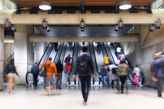 Crowd of subway commuters