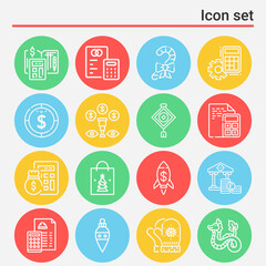 16 pack of fiscal  lineal web icons set