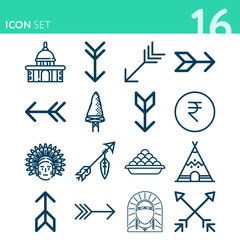 Simple set of 16 icons related to north american © Nana