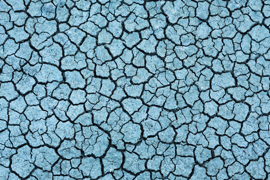 Blue-green dried cracked mud
