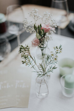 Delicate floral bouquet in a glass vase