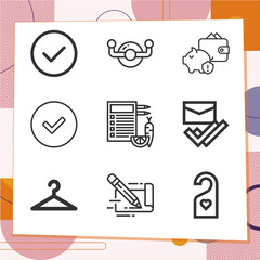 Simple set of 9 icons related to insure