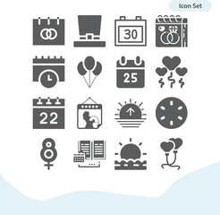 Simple set of noon related filled icons.