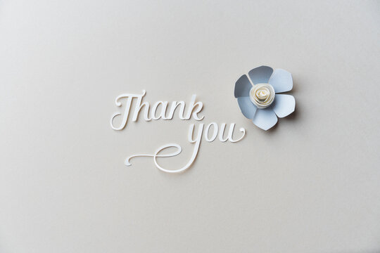 Thank you message with one cardboard flower