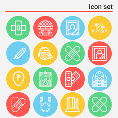 16 pack of plaque  lineal web icons set