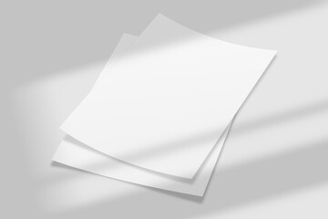 Realistic blank A4 flyer brochure for mockup. Paper or poster illustration. 3D Render.