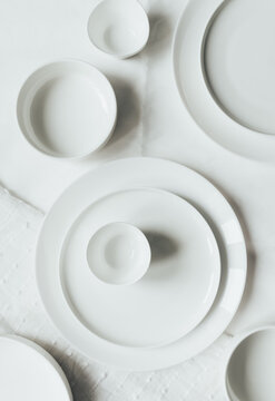 White tablewares on white table
