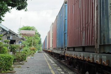 trains carrying Indonesian logistical goods