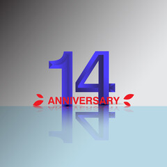 14 anniversary logotype template design for banner, poster, card vector illustrator
