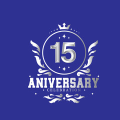 15 anniversary logotype template design for banner, poster, card vector illustrator