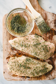 Prepping Chicken Breasts with an herb marinade