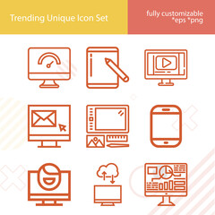 Simple set of portable related lineal icons.