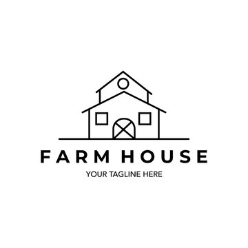 farm house logo minimalist line art design