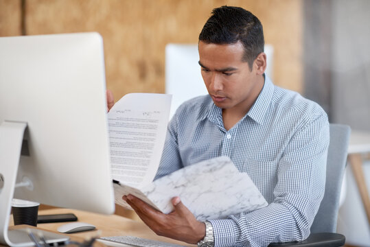 Businessman working hard in office